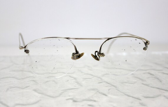 Antique Gold Rimless Wire Eyeglasses Frames American Optical
