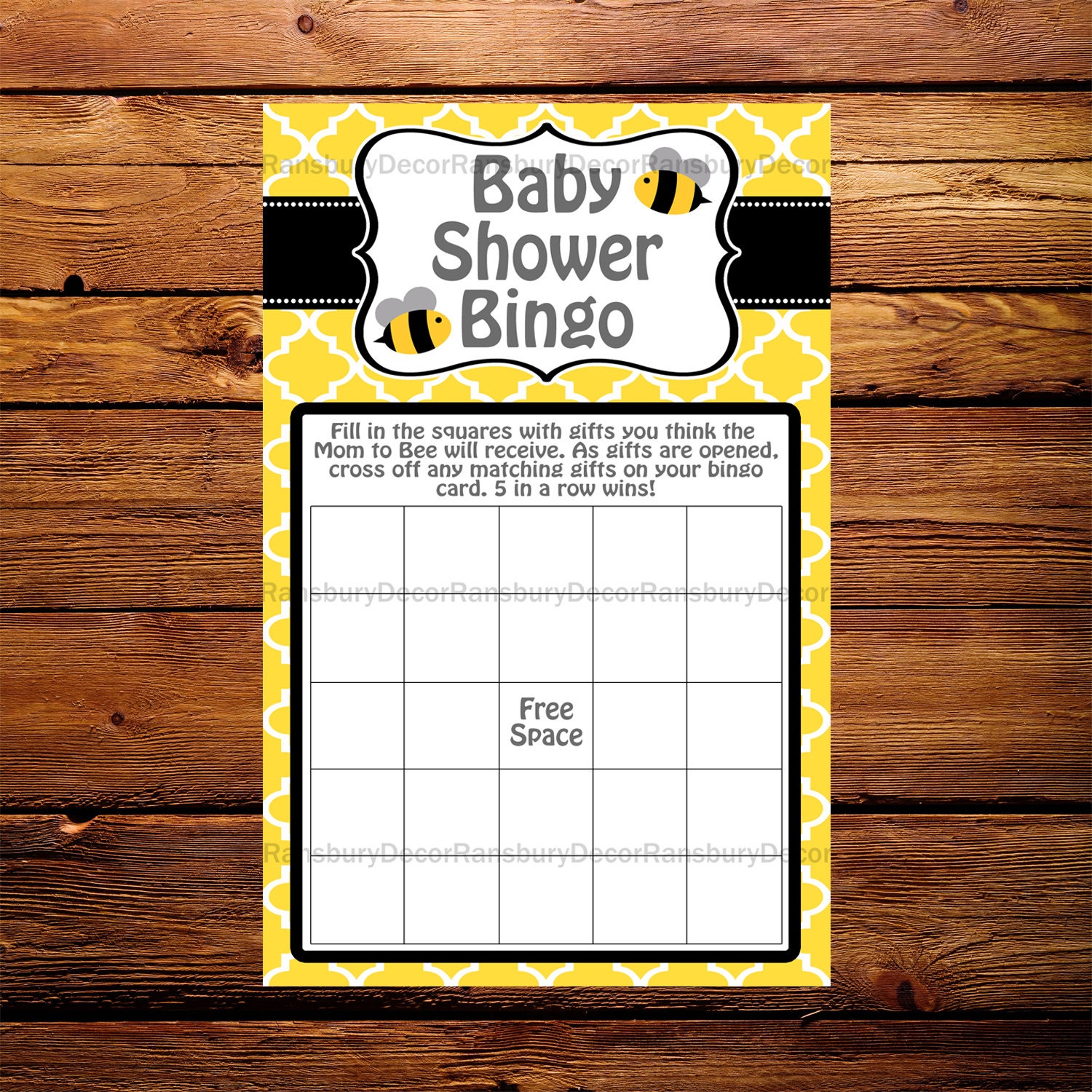 baby shower nederlands bingo door Baby RadPrintables Game Bee Shower Mom Bee to Card Bingo