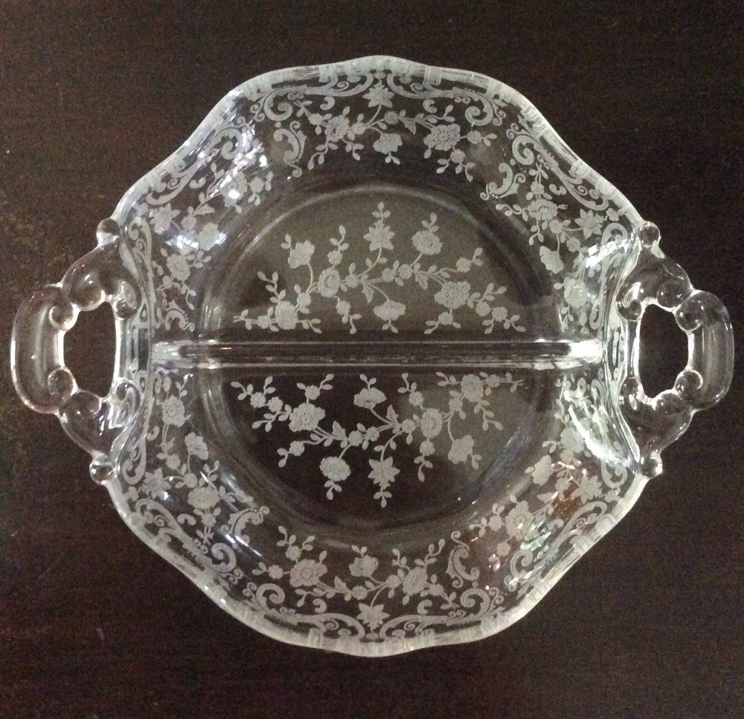 Vintage Cambridge Chantilly Etched Glass 2 Part by WhamboVintage