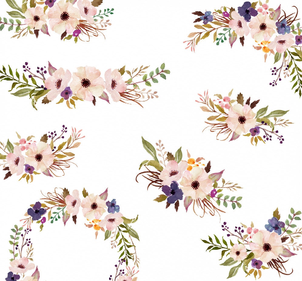 Download Watercolor flower Clip Art-Purple March/Individual PNG