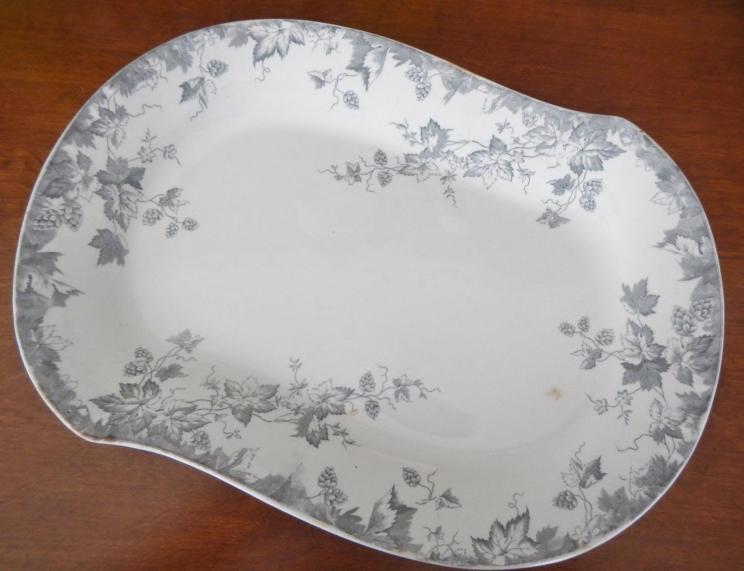 Antique Johnson Bros. Platter oval semiporcelain gray