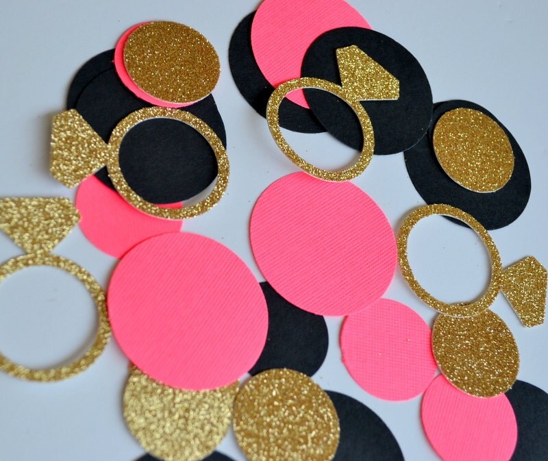 Gold Glitter Diamond Engagement Ring Confetti Bachelorette or