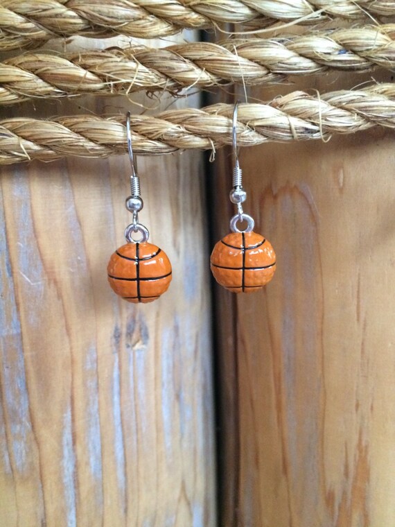 Items similar to Earrings Basketball, Earring Dangle Basketball, Sports ...