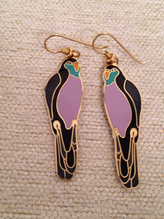 Laurel Burch Vintage PARROT Dangle Earrings