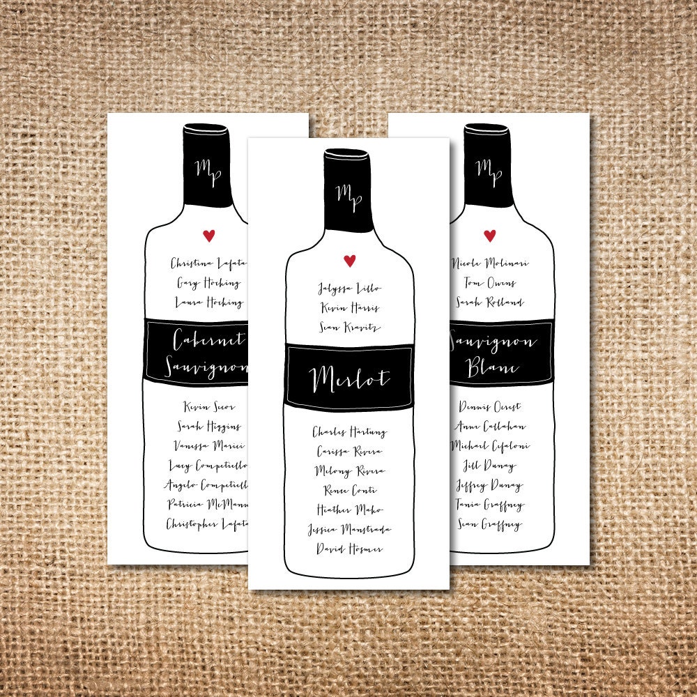 Wine Bottle Table Numbers Seating Chart Wedding by Joytations