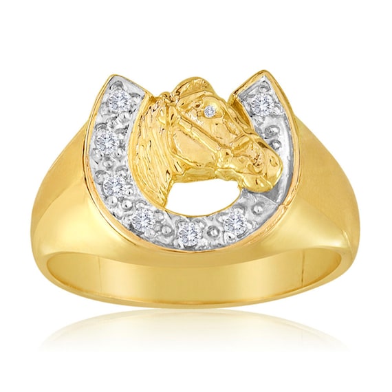Men's Horse Shoe Ring In Solid 10K Yellow Gold by EstyAndMe