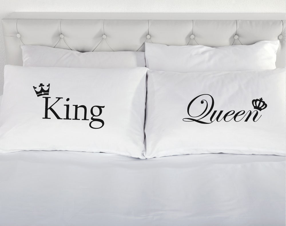 King And Queen Crowns Pair Pillowcases Printed Pillow Case