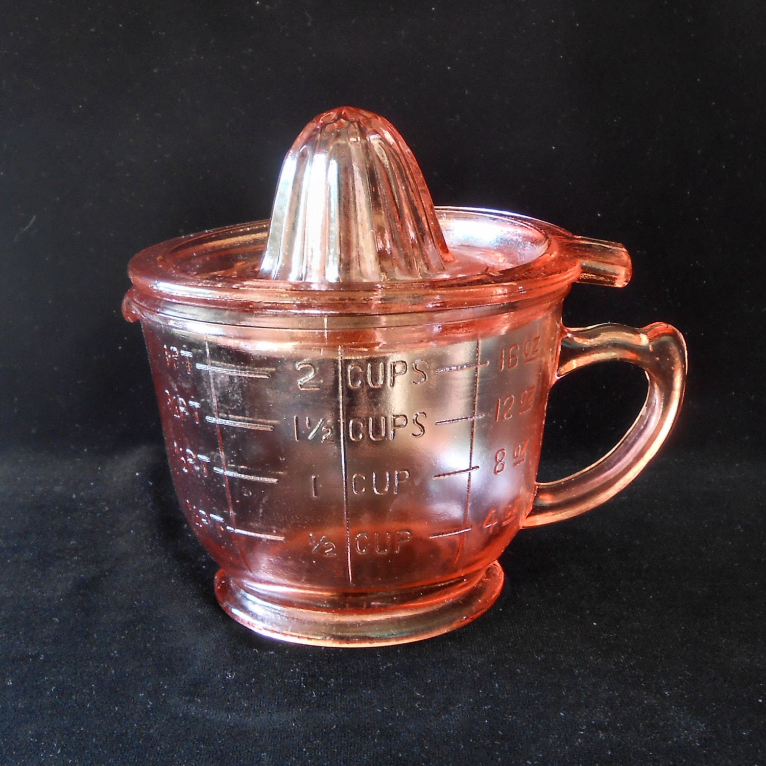 Pink Depression Glass Measuring Cup And Reamer Or Juicer By 