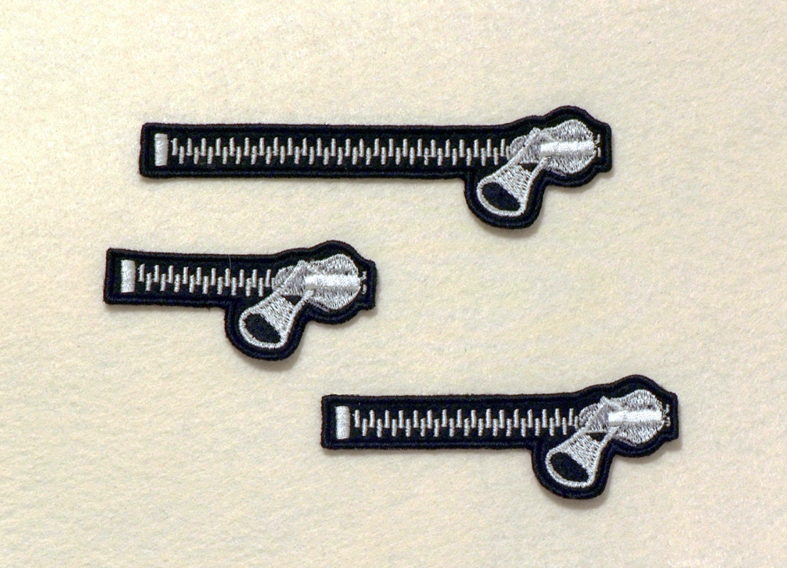 Zipper embroidered iron on patch