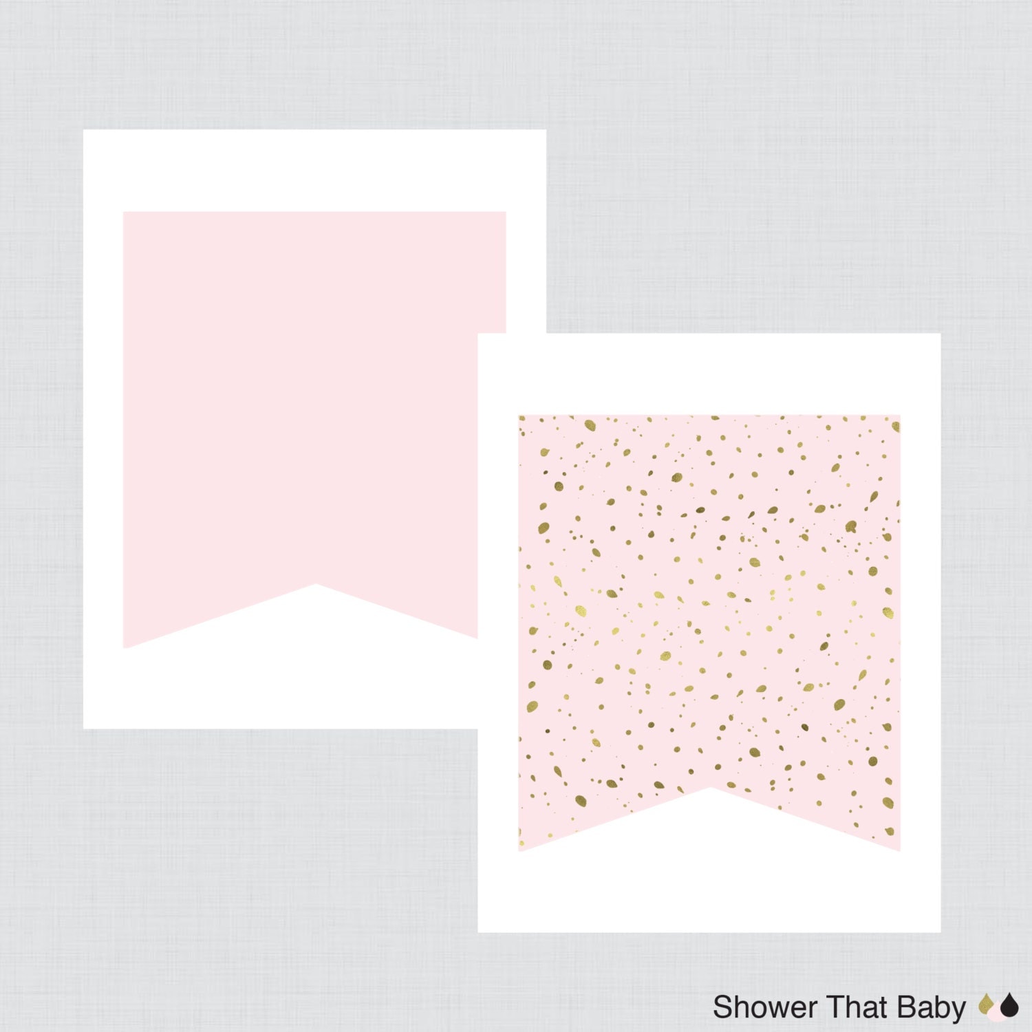 Printable Pink and Gold Baby Shower Banner Faux Gold Foil