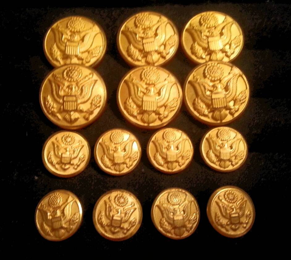 Vintage Brass Military Buttons Waterbury Button Co.