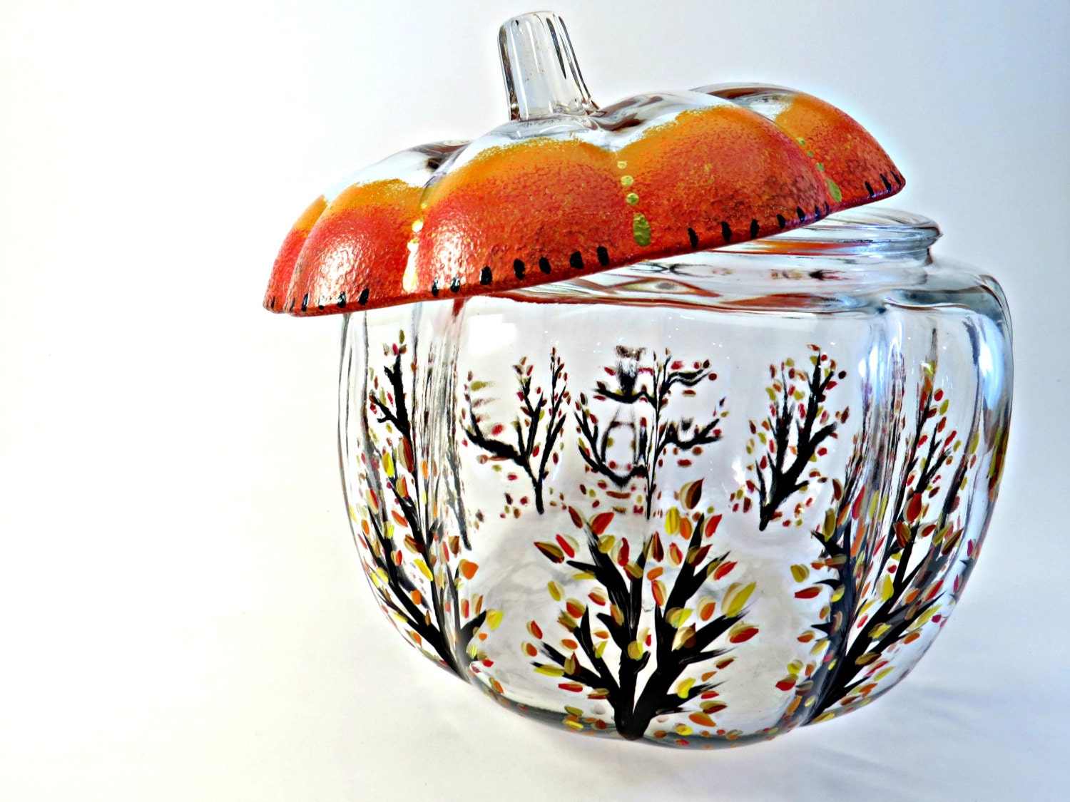 Fall Decor Pumpkin Candy Dish Tree by RejoiceArtbyKaylaBol