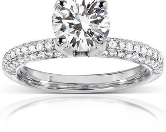 Oval Moissanite and Halo Diamond Engagement Ring 2 CTW by Kobelli
