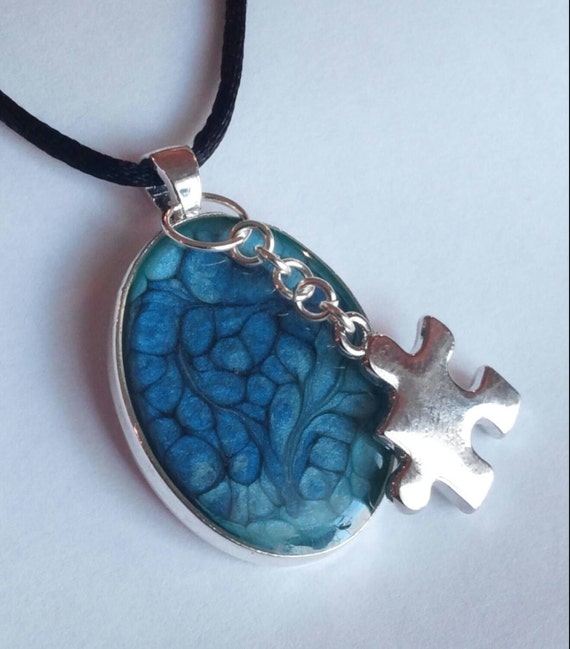 Autism necklace Autism awareness jewelry puzzle by GenevasSky