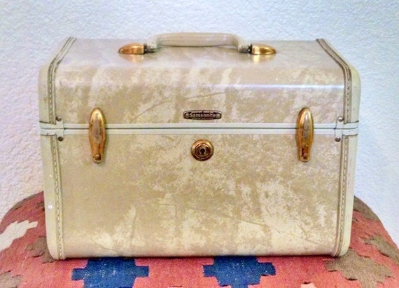 Vintage Samsonite Cream/Tan Marbled Travel by WanderlusterVintage