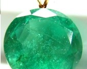 Emerald Pendant 14K Gold 5mm Round Green Colombian Emerald Natural Genuine Gemstone May Birthstone+Certificate Gift for her, Valentines Gift
