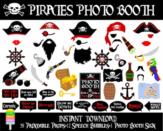 PRINTABLE Pirates Photo Booth PropsPhoto Booth Sign-Pirate