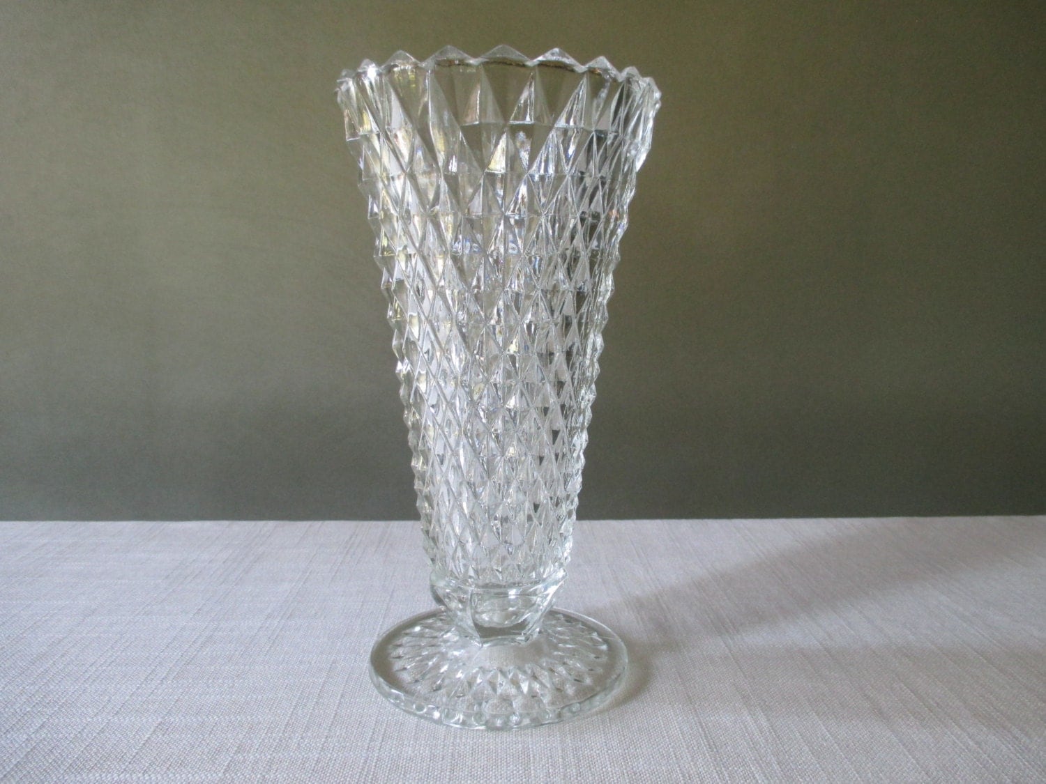 Clear Pressed Glass Vase Indiana Glass by townNcountryVintage