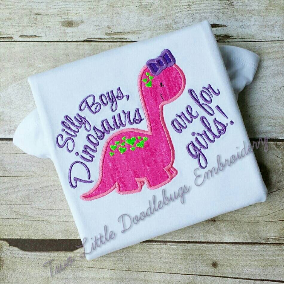 Girls Dinosaur ShirtToddlerApplique ShirtGirls