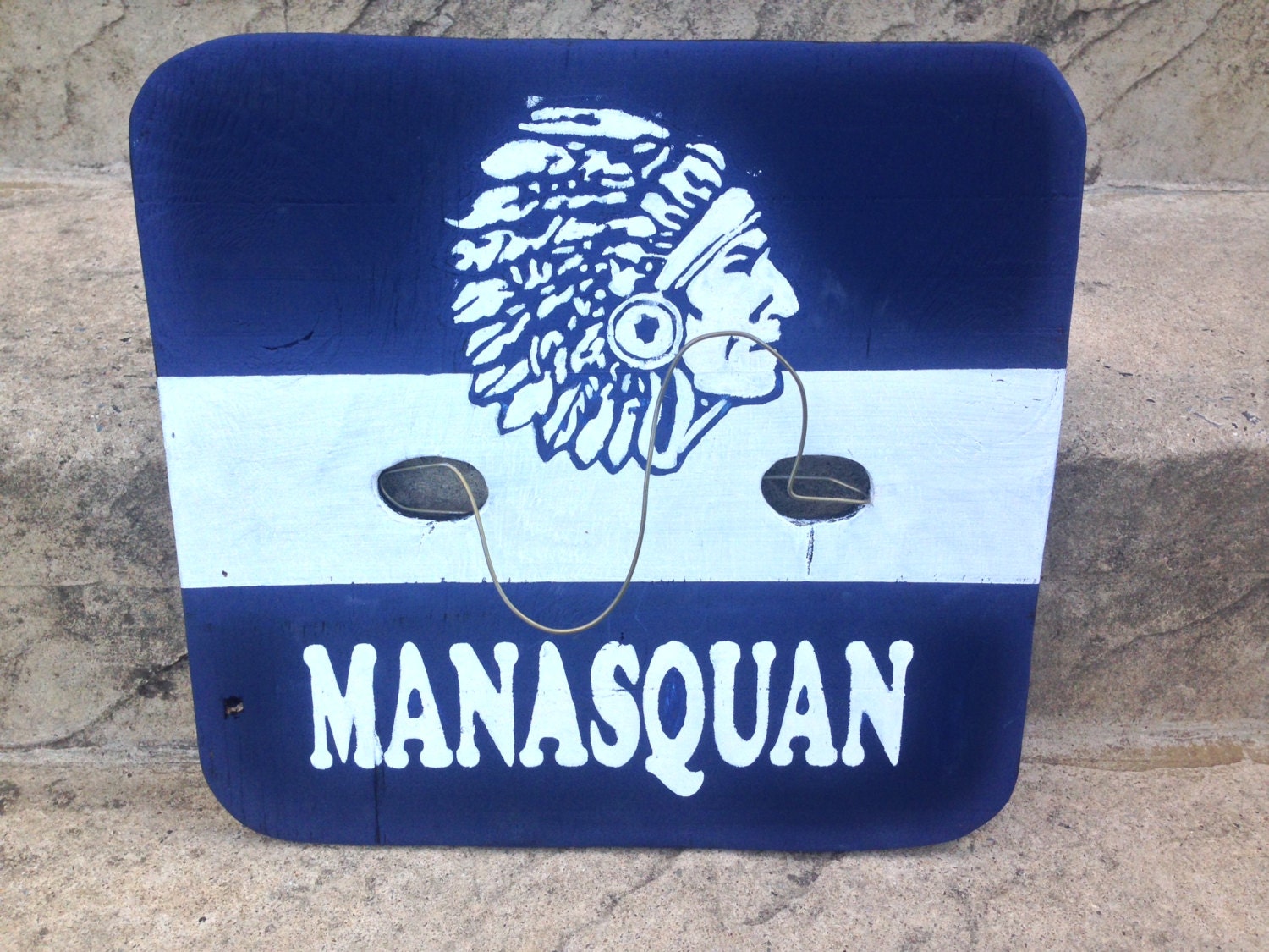 Manasquan Warrior Wooden Beach Badge Sign New Jersey Shore