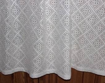 Vintage Cotton Lace Curtain Panel Country Chic, 194 cm x 150 cm / 76.3 x 59 inch, Rustic Farmhouse Window @96