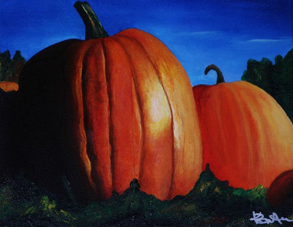 Original Acrylic Pumpkin Painting 8inx10in