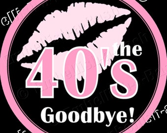 Digital, 50th Cupcake Toppers, 50th Favor Tags, 50th Candy Bag Tag, Kiss the 40s Goodbye,50th Birthday Decor,50th Party Decor, 50th Gift Tag
