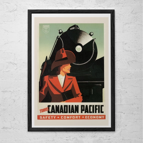 ART DECO Travel Poster CP Railroad Travel by EncorePrintSociety