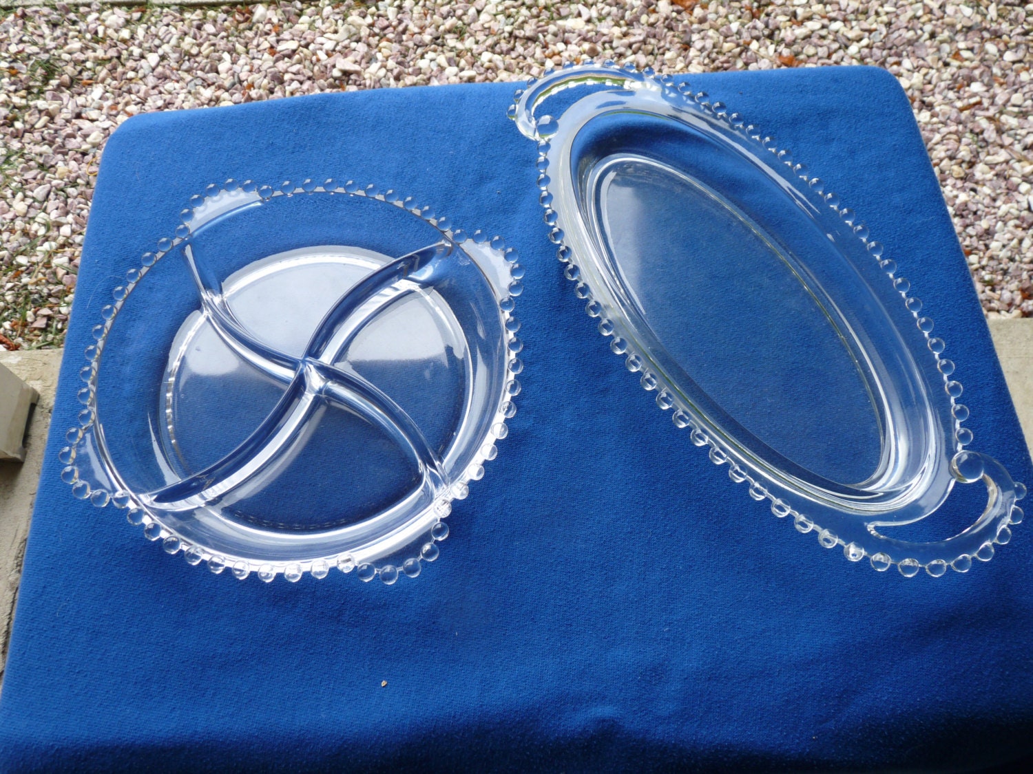 Imperial Candlewick Elegant GLASS 4 Section Divided Condiment Dish