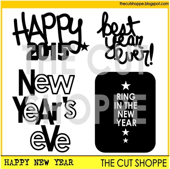 The Happy New Year cut file consists of 4 phrases, that can be used on your scrapbooking and papercrafting projects.