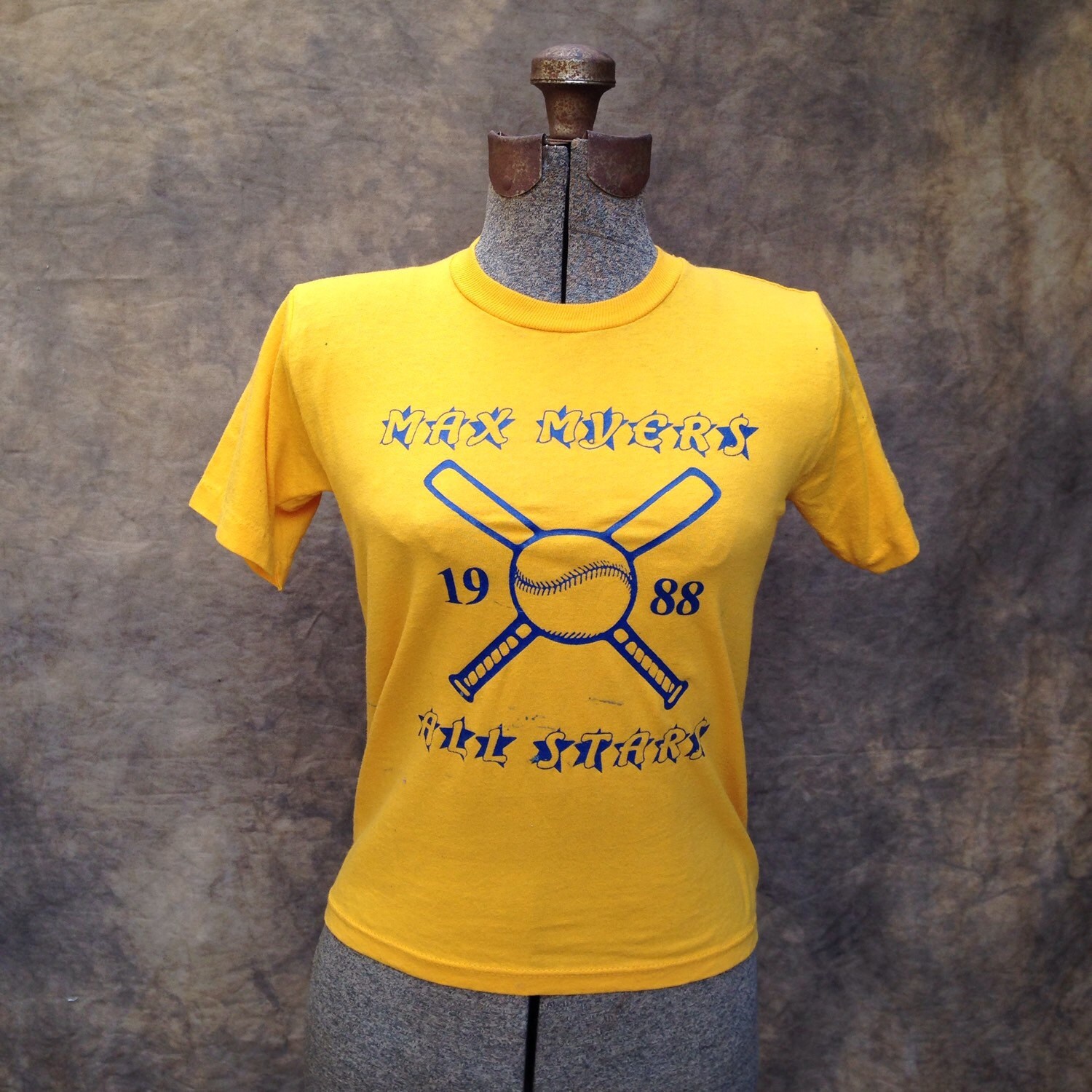 Vintage Baseball Tee Shirt 1988 // 1980s Yellow Team Tshirt