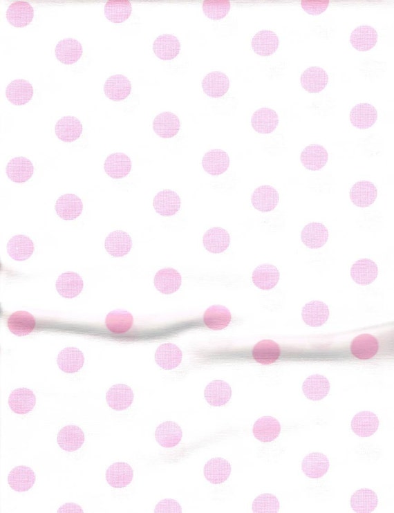 White With Light Pink Polka Dot Fabric 100 Percent Cotton