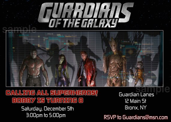 Personalized Guardians Of The Galaxy Birthday By Invititestation Guardians Of The Galaxy Invitation Template