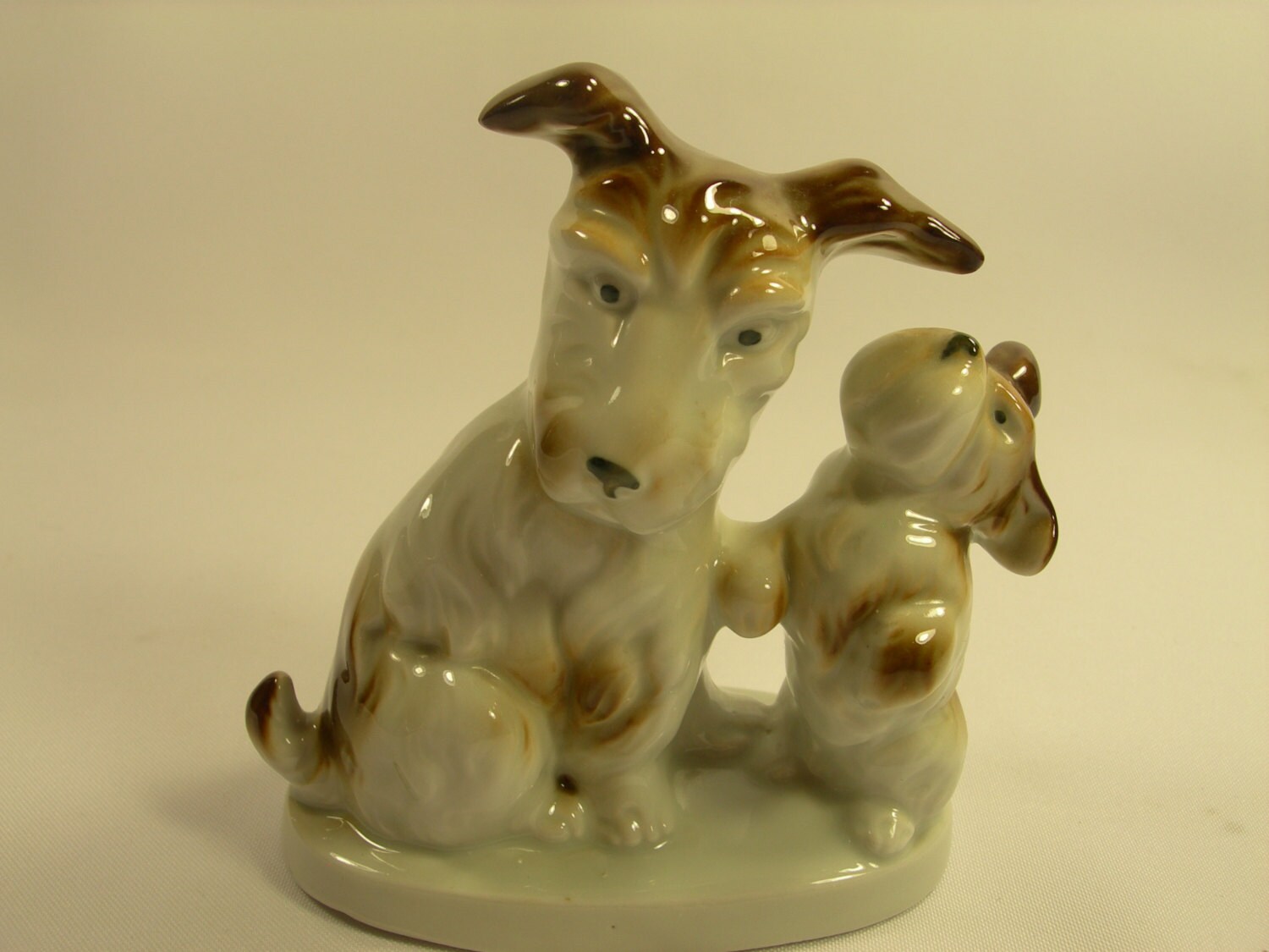 4 Vintage Porcelain Figurine Two Dogs