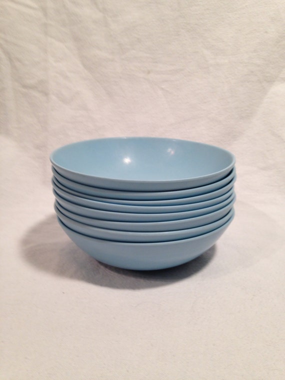 Baby blue melmac bowls set of 8 very good by TheZenSquirrel