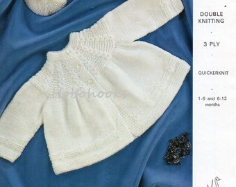 Baby Knitting pattern baby matinee coat , baby matinee jacket ,1- 6 / 6 -12 months,DK,3 Ply,QK, Baby Knitting Patterns ,PDF instant download