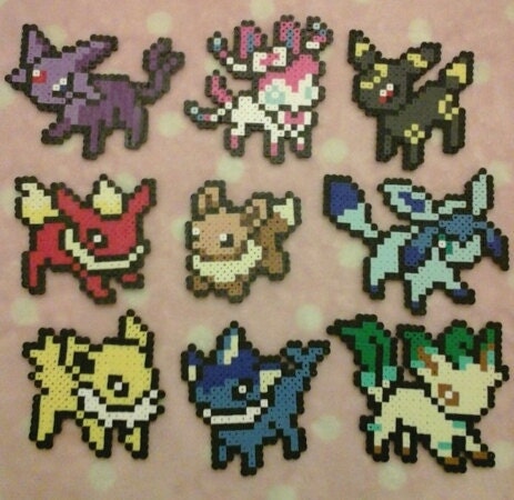 Perler Bead Eevee Evolutions Pokemon by ArtMagicByJu on Etsy