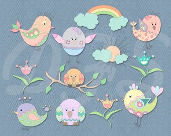 Birds clipart - Birds clip art, Instant Download, Birds images, Digital clipart