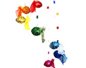 Modern Mobile, Rainbow Fish Mobile, Hanging Fish Mobile, Nursery Glitters Decor, Hanging Fish Mobile, Lucky Fish Mobile Baby Mobiles Hanging