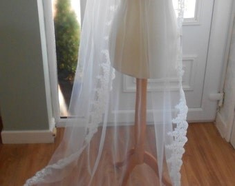 Pure 'Crisp' Silk Ivory Wedding Veil with a Choice of Lace Edgings and Lengths