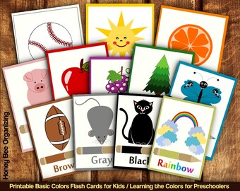 Printable Basic Color Paint Splash Flashcards Set of 12