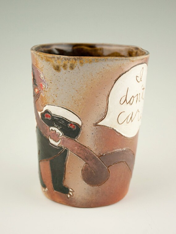 HoneyBadgerDon'tCare meets Pokemon Tumbler by MumbleBeeCeramics