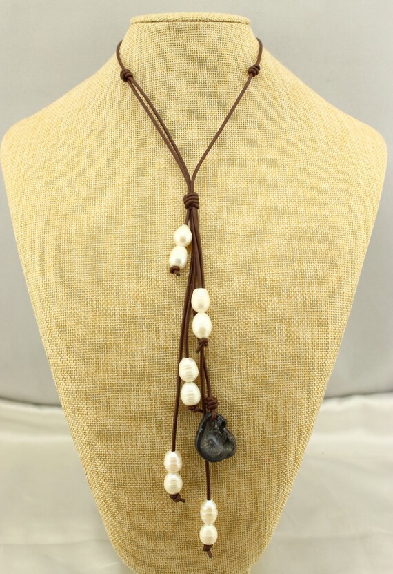 C-N086 Natural Agate&Freshwater pearl beads by tongtongpearls
