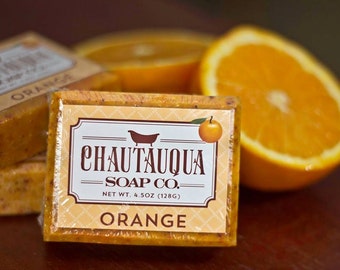 Orange Bar Soap - Made with Organic Ingredients and Essential Oils - Chautauqua Soap Co