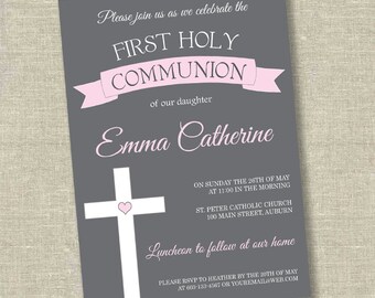First communion invitation, communion invitation, 1st communion invitation, girl communion invitation, boy communion invitation