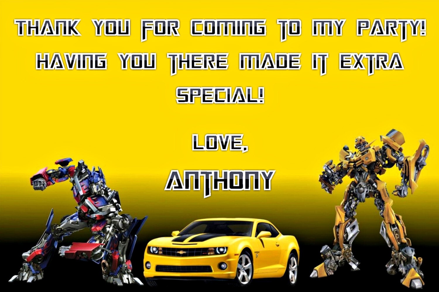 Transformers Thank You Printable Robot Thank You Note