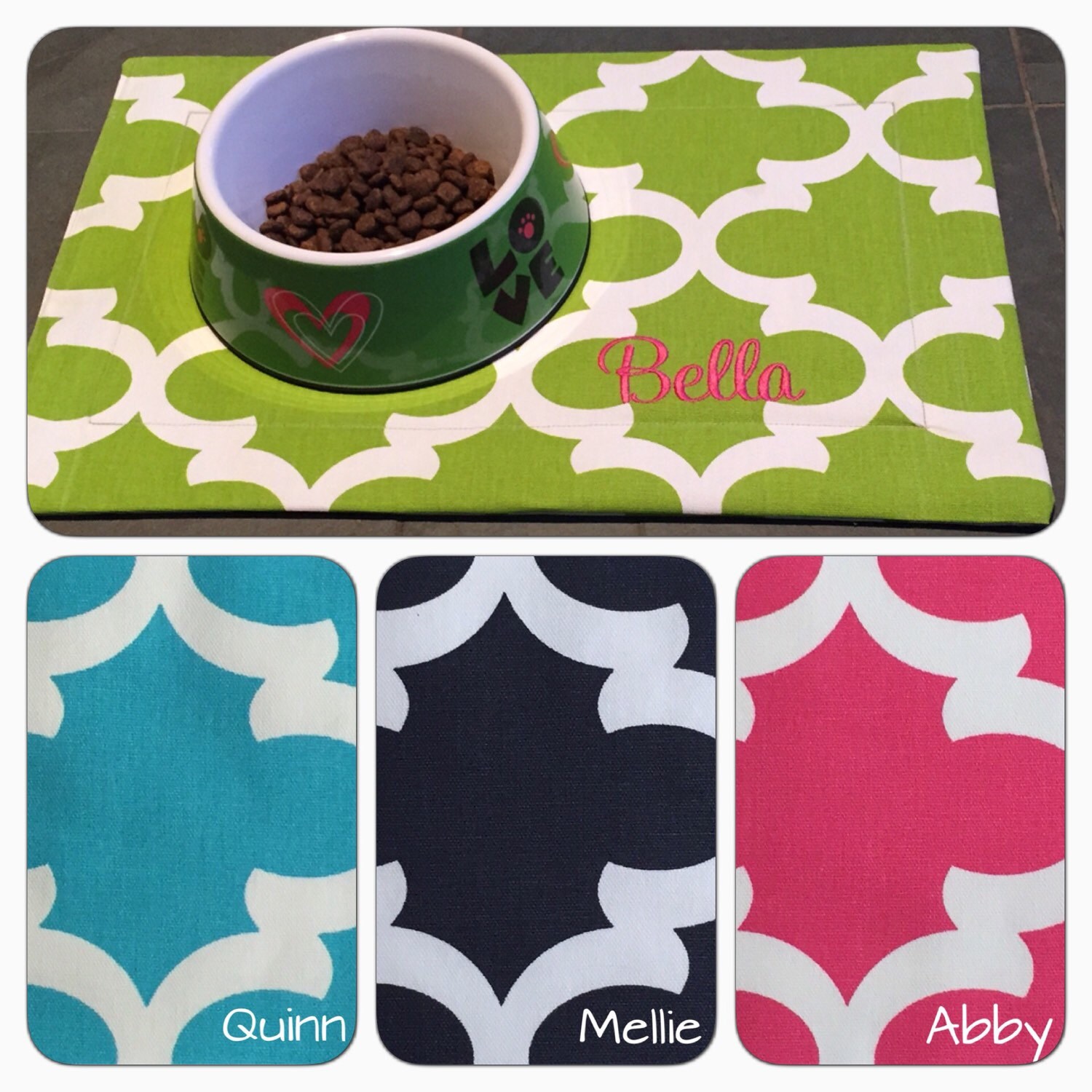 Pet Placemat Embroidered Dog Feeding Mat by ThreeSpoiledDogs