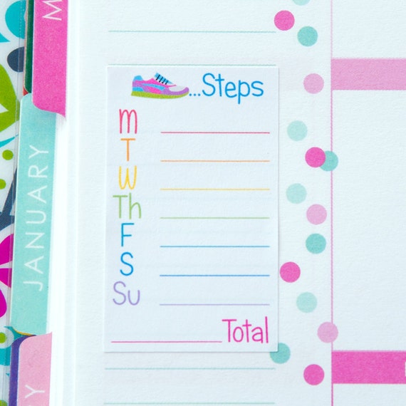 Daily Steps Tracker VERTICAL Planner Stickers