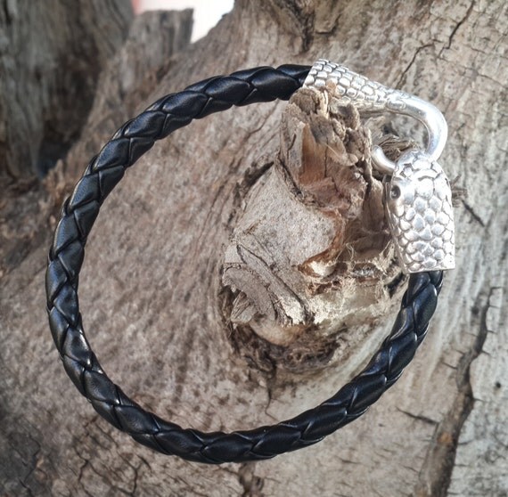 Men's Bracelet Snake Bracelet Leather Bracelet by Braceletshomme