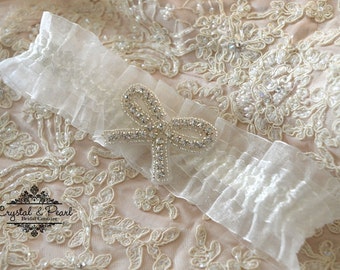 Crystal Vintage Wedding Garter Bride Luxury Lace Glamorous Pearl Great Gatsby Vintage Glam Rhinestone Gift Hen - Forever Vintage Garter